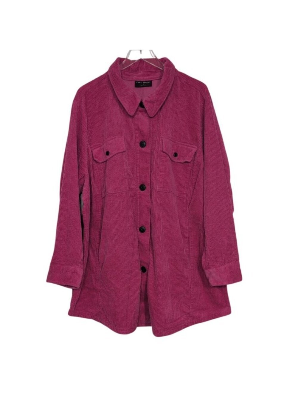Lane Bryant Corduroy Shacket Womens Plus Size 26 Pink Cotton Button Front Shirt